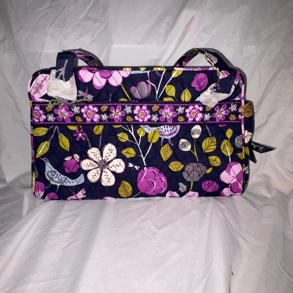 Vera Bradley Purple and Pink Shoulder Bag with Floral Design